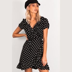 Lioness wrap polkadot dress